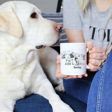 Personalized Dog Gift Idea - Funny Character Line Art For Dog Lovers - White Mug
